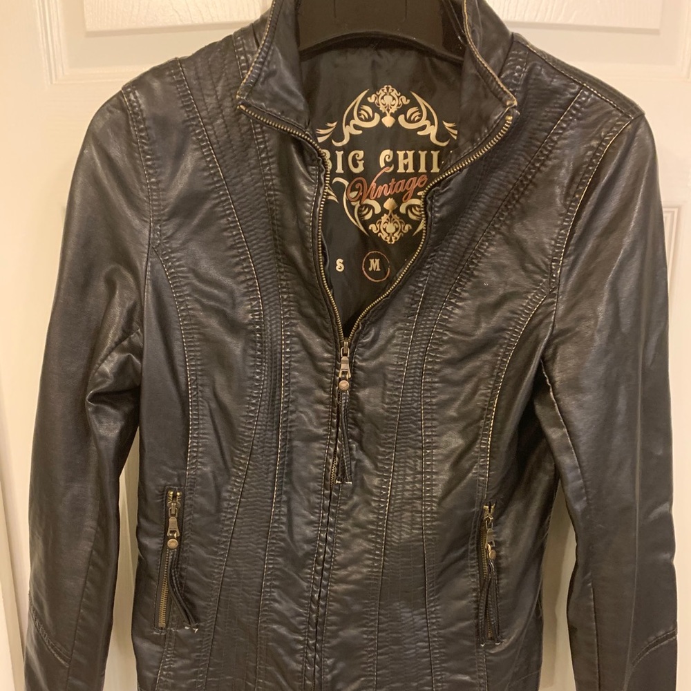 Faux leather vintage look jacket